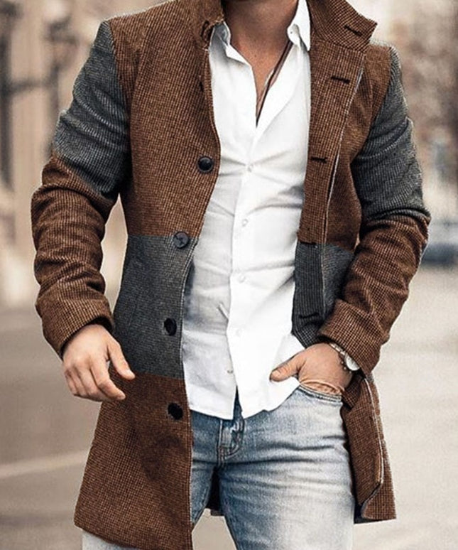 Męski płaszcz dwukolorowy czterorzędowy