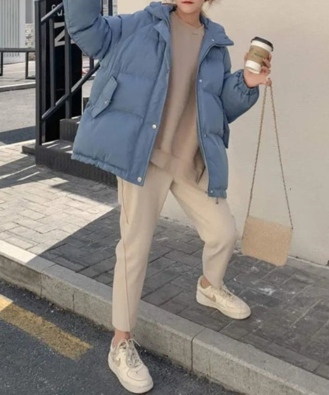 Damska kurtka zimowa oversize z kapturem