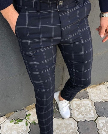 Męskie spodnie chinosy w kratkę