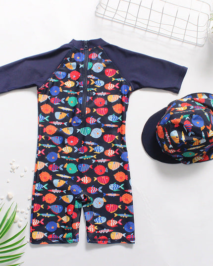 Kostium kąpielowy jednoczęściowy dla niemowląt z czapeczką