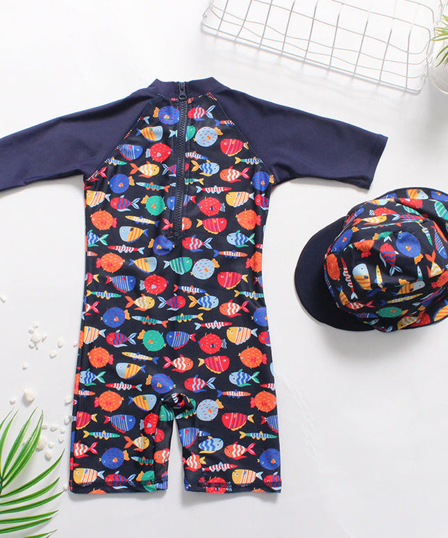 Kostium kąpielowy jednoczęściowy dla niemowląt z czapeczką