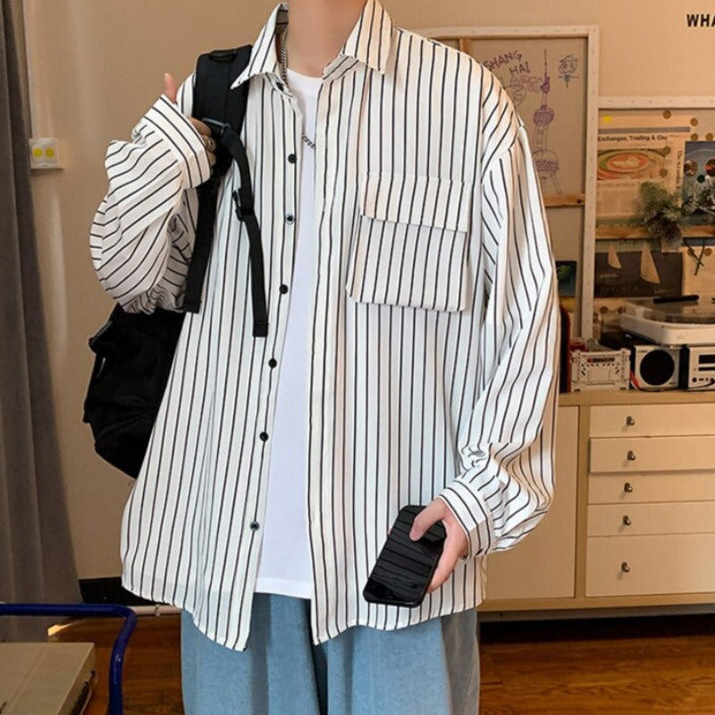 Męska koszula o kroju oversize w paski