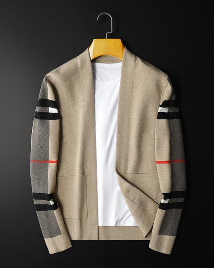 Męski sweter typu kardigan w kratkę