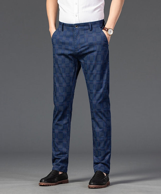 Męskie spodnie chinosy w kratę