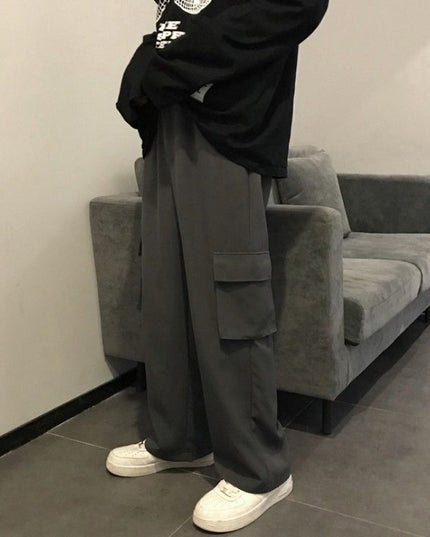 Damskie spodnie cargo z szerokimi nogawkami