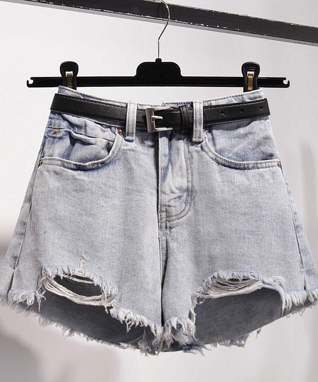 Damskie szorty z wysokim stanem i paskiem