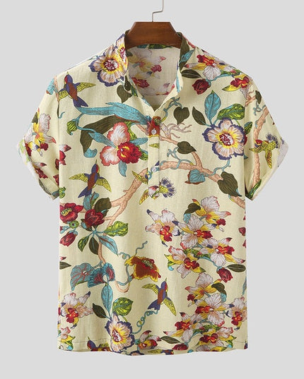 Męska koszulka polo w kwiaty ze stójką