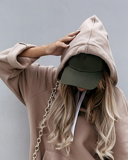 Damska bluza z kapturem oversize z rozcięciami po bokach