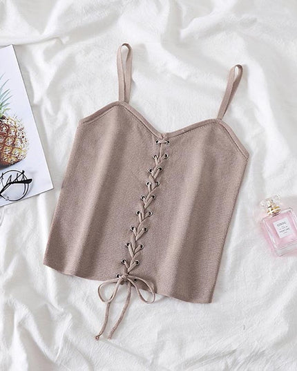 Damski top na ramiączkach z wiązaniem