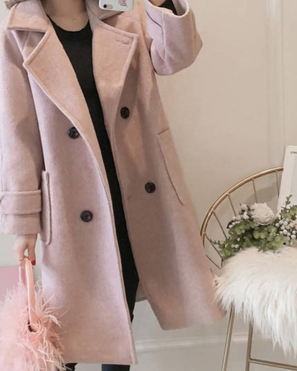 Damski klasyczny płaszcz dwurzędowy