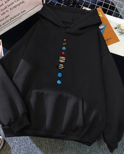 Męska bluza z kapturem z nadrukiem układu słonecznego