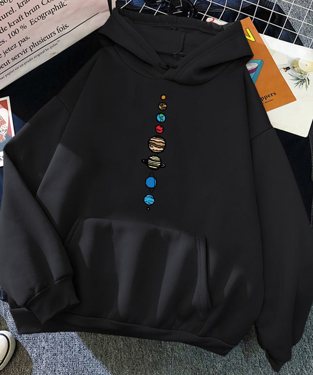 Męska bluza z kapturem z nadrukiem układu słonecznego