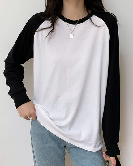 Damska koszulka z długim rękawem dwukolorowa