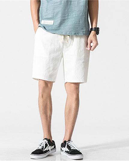 Męskie szorty z materiału imitującego len
