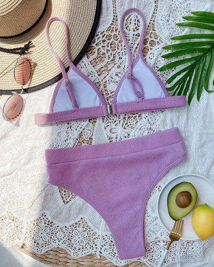 Damski dwuczęściowy strój kąpielowy bikini z wysokim stanem