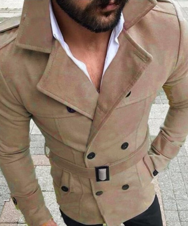 Męski płaszcz klasyczny z paskiem