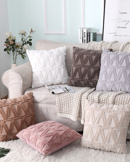 Poszewka na poduszkę z haftem w geometryczny wzór