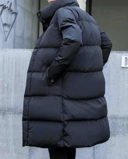 Męska kurtka zimowa długa puchowa ze stójką