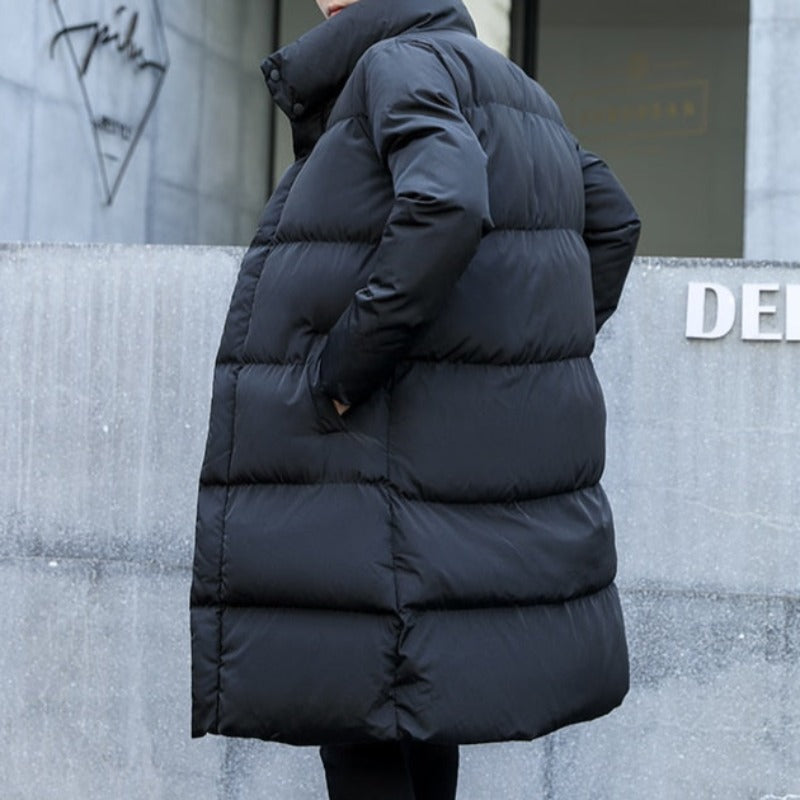 Męska kurtka zimowa długa puchowa ze stójką