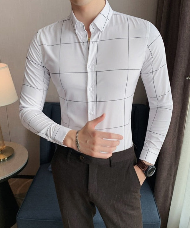 Męska koszula dopasowana w kratę