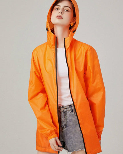 Damska kurtka przejściowa przeciwdeszczowa z kapturem o luźnym kroju