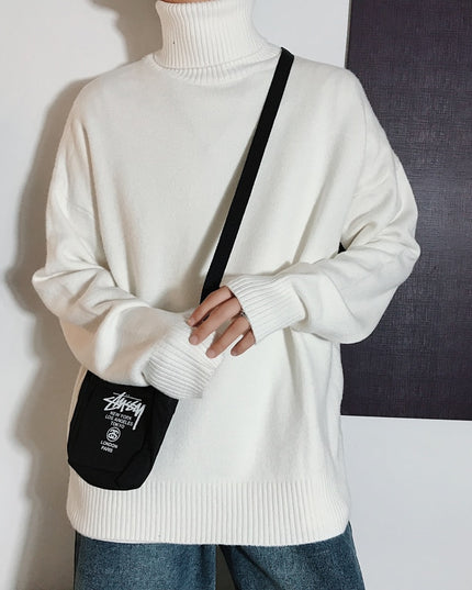 Męski sweter typu golf o luźnym fasonie