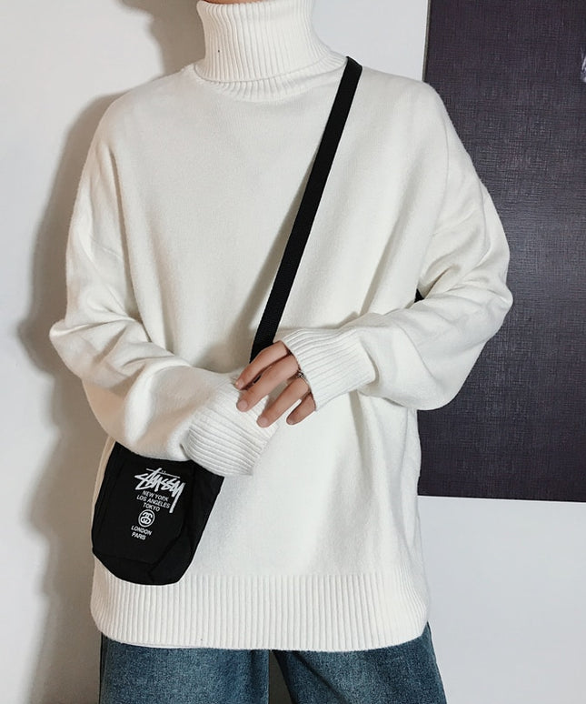 Męski sweter typu golf o luźnym fasonie