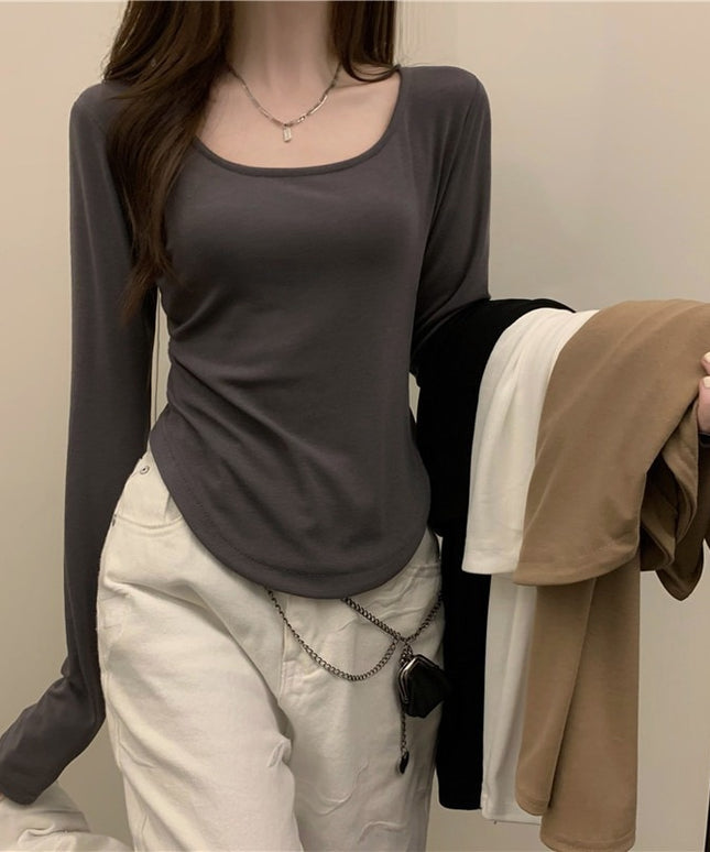 Damska koszulka z długim rękawem w klasycznym kroju