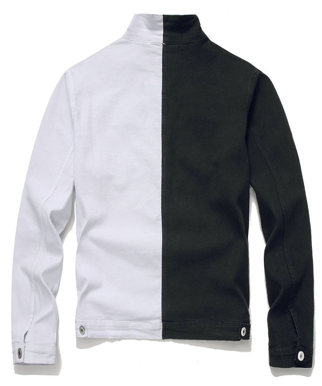 Męska kurtka jeansowa dwukolorowa o prostym kroju