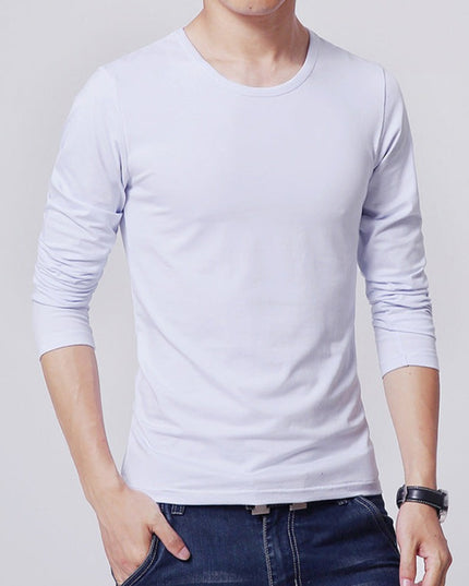 Męska koszulka z długim rękawem klasyczna z okrągłym dekoltem