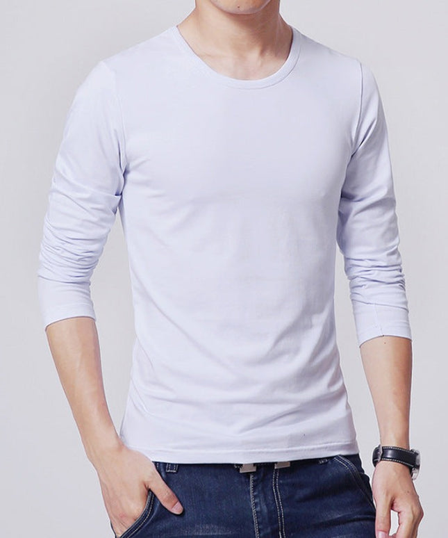 Męska koszulka z długim rękawem klasyczna z okrągłym dekoltem