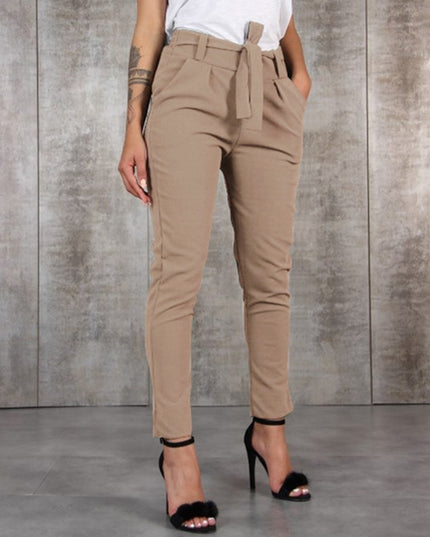 Damskie spodnie chinosy z wiązaniem