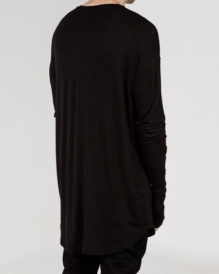 Męska koszulka z długim rękawem melanżowa o kroju oversize