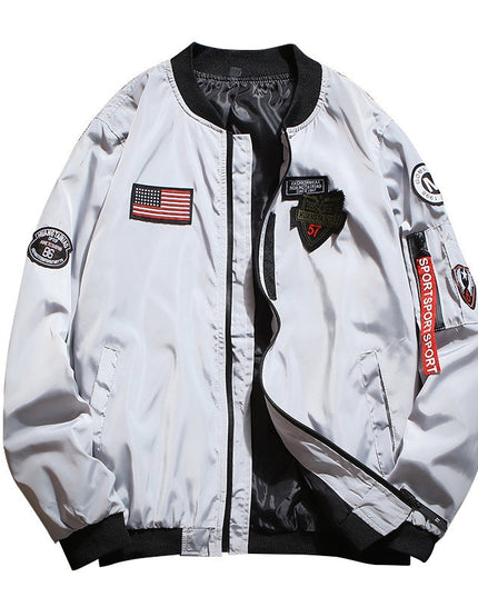 Męska kurtka przejściowa bomberka oversize z naszywkami