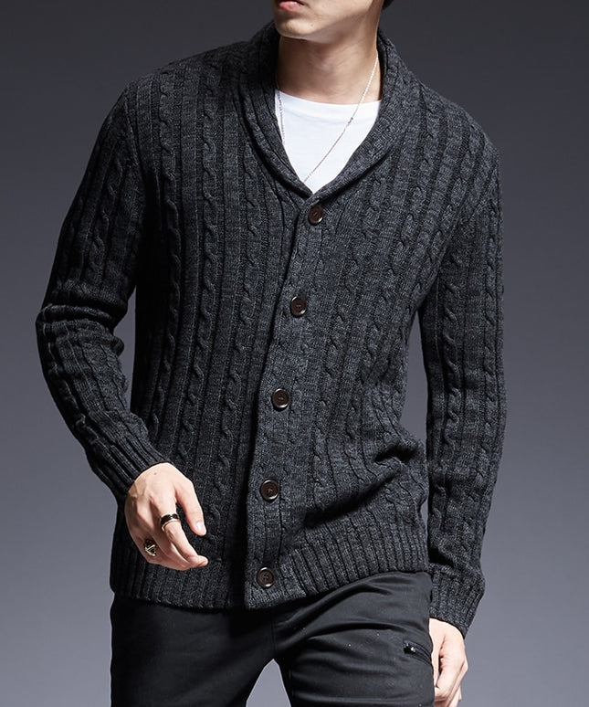 Męski sweter typu kardigan rozpinany