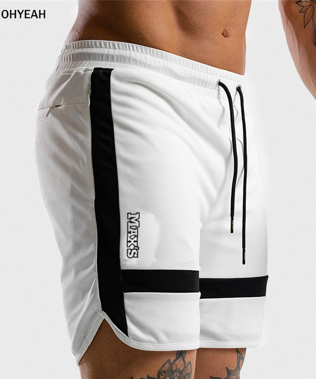 Męskie szorty sportowe z ozdobnymi paskami