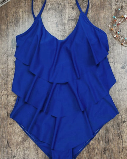 Jednoczęściowy strój kąpielowy plus size z falbankami