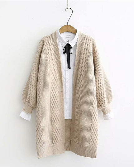 Damski sweter typu kardigan z ozdobną fakturą