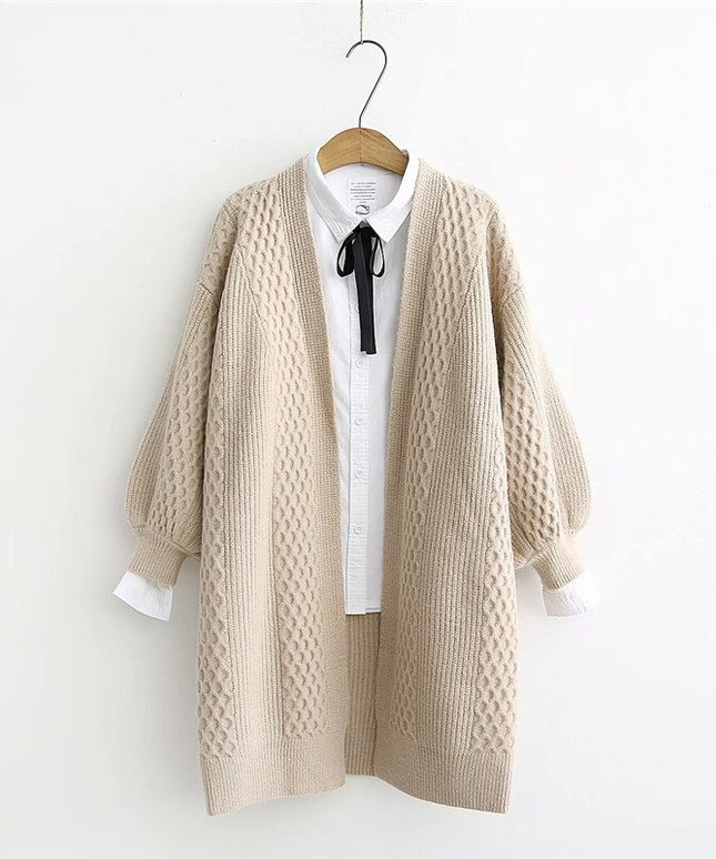 Damski sweter typu kardigan z ozdobną fakturą