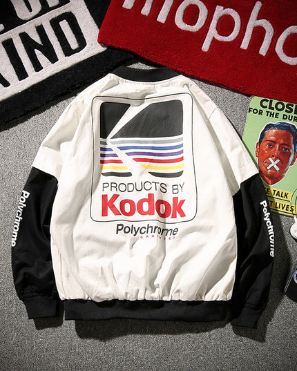 Męska kurtka przejściowa bomberka oversize z nadrukiem