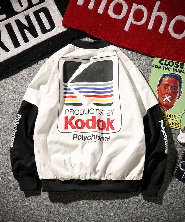 Męska kurtka przejściowa bomberka oversize z nadrukiem