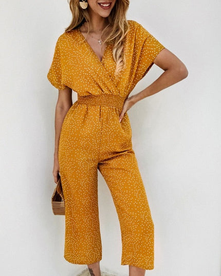 Damski kombinezon w kropki z nogawkami 7/8