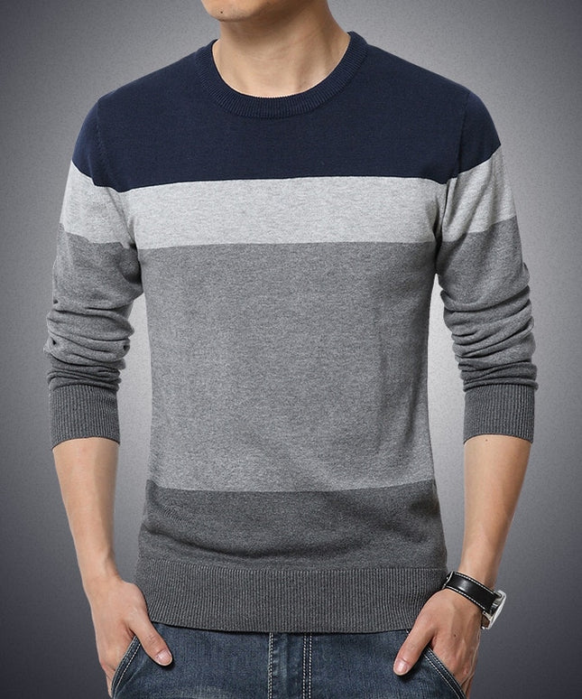 Męski sweter z dekoltem w łódkę z odcieniami szarości