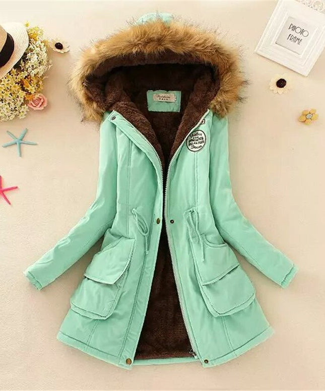 Damska kurtka zimowa z kapturem o kroju parki