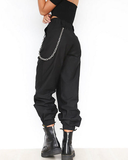 Damskie spodnie cargo z wysokim stanem