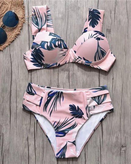 Damski dwuczęściowy strój kąpielowy bikini z szerokimi ramiączkami