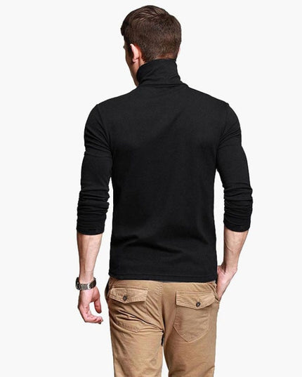 Męska koszulka z długim rękawem o prostym kroju z golfem