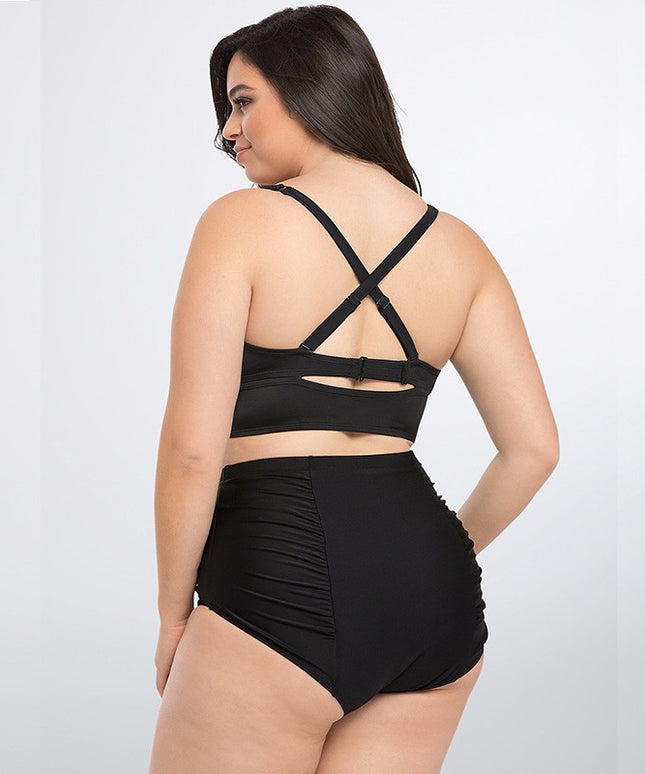 Dwuczęściowy strój kąpielowy plus size z rozcięciem na plecach