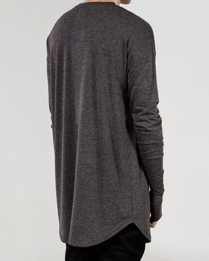 Męska koszulka z długim rękawem melanżowa o kroju oversize