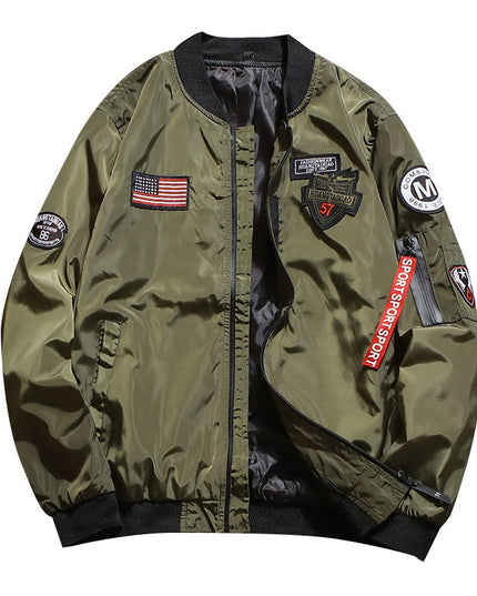 Męska kurtka przejściowa bomberka oversize z naszywkami